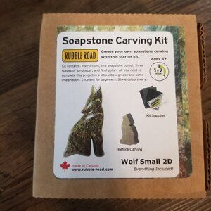 Soapstone Carving Kit - Wolf - Stone Colours Vary